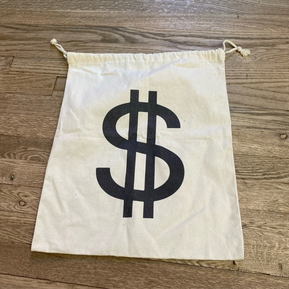 Novelty Drawstring Dollar Sign Cotton Bag - Picture 1 of 5